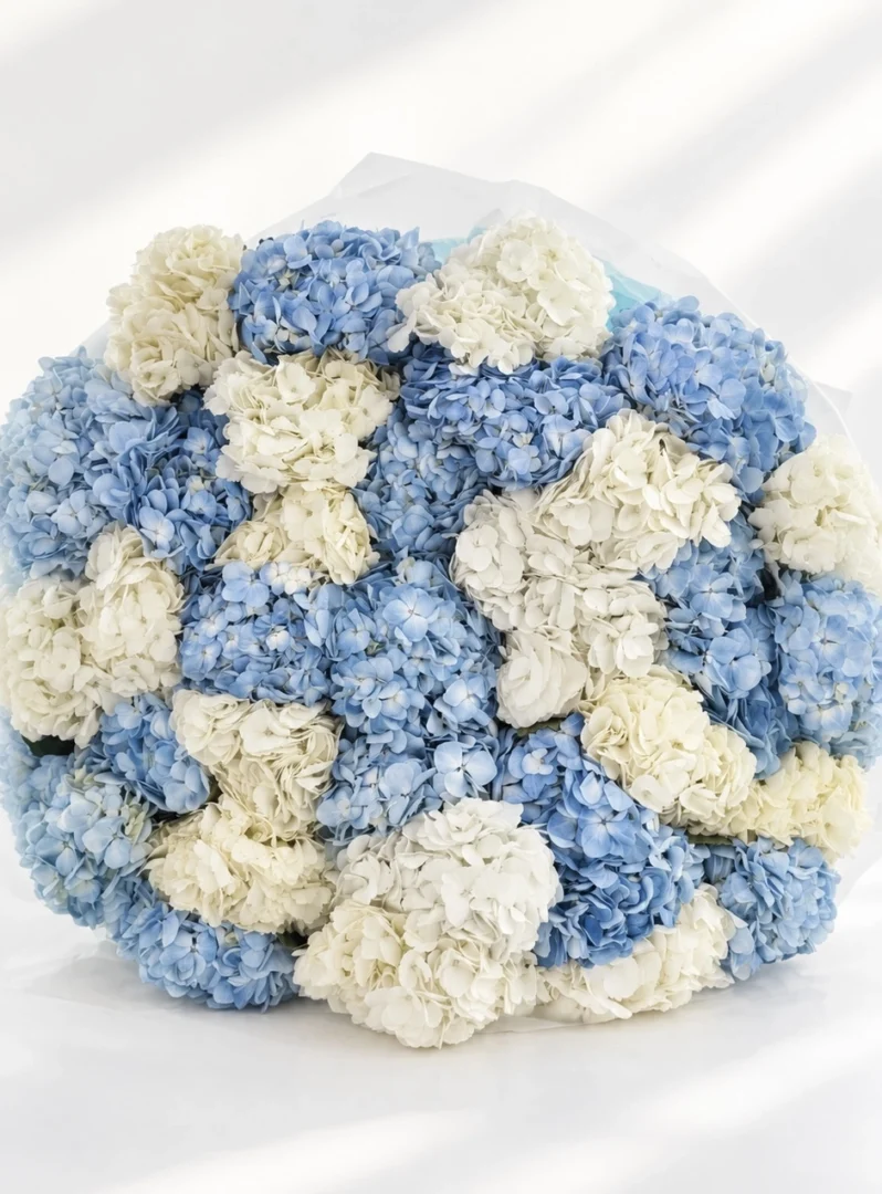 Blue & white hydrangea bouquet